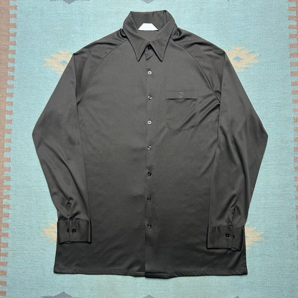 Vintage 70s long sleeve button shirt polyester California dagger collar XL tall